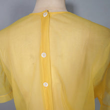 Load image into Gallery viewer, 50s 60s SUSAN GLENN SHEER VIBRANT YELLOW PINTUCKED BLOUSE - L