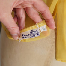 Load image into Gallery viewer, 50s 60s SUSAN GLENN SHEER VIBRANT YELLOW PINTUCKED BLOUSE - L