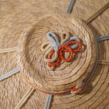 Load image into Gallery viewer, 50s STRAW PLATTER HOLIDAY / SUMMER SUN HAT WITH RIBBON EMBROIDERY