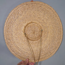 Load image into Gallery viewer, 50s STRAW PLATTER HOLIDAY / SUMMER SUN HAT WITH RIBBON EMBROIDERY