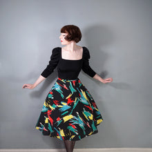 Load image into Gallery viewer, 70s/80s does 50s BLACK PAINTERLY SPLASH PRINT FULL SKIRT - 28"