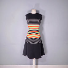 Load image into Gallery viewer, 70s LIZA PETA STRIPED FIT AND FLARE COLOURBLOCK DRESS - M