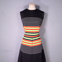 Load image into Gallery viewer, 70s LIZA PETA STRIPED FIT AND FLARE COLOURBLOCK DRESS - M