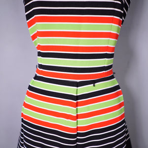 70s LIZA PETA STRIPED FIT AND FLARE COLOURBLOCK DRESS - M