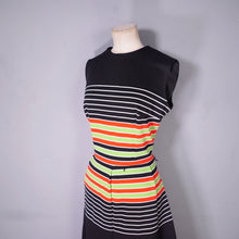 Load image into Gallery viewer, 70s LIZA PETA STRIPED FIT AND FLARE COLOURBLOCK DRESS - M