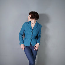 Load image into Gallery viewer, 50s / 60s RICH DEEP TURQUOISE MUNROSPUN TWEED FITTED JACKET - S