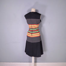 Load image into Gallery viewer, 70s LIZA PETA STRIPED FIT AND FLARE COLOURBLOCK DRESS - M