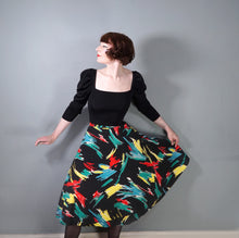 Load image into Gallery viewer, 70s/80s does 50s BLACK PAINTERLY SPLASH PRINT FULL SKIRT - 28"