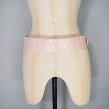 Load image into Gallery viewer, 80s PASTEL PINK-CREAM SNAKE HEAD BUCKLE WIDE LEATHER CINCH BELT - 27-30" approx