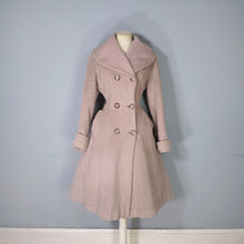 Load image into Gallery viewer, 50s HUBER LIGHT BROWN / STONE COLOURED WOOL PRINCESS COAT - S-M