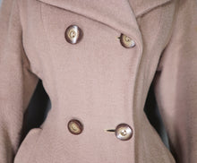 Load image into Gallery viewer, 50s HUBER LIGHT BROWN / STONE COLOURED WOOL PRINCESS COAT - S-M