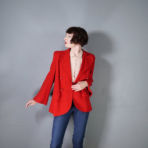50s TRYLON RED SHORT OPEN CUT SWING WOOL JACKET - M