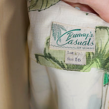 Load image into Gallery viewer, 50s 60s BUNNY CASUALS BIG GREEN FLOWER PRINT STRAPPY SUN DRESS - S
