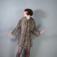 Load image into Gallery viewer, 60s LIGHT VELVET LEOPARD FAUX FUR SWING COAT WITH COWL COLLAR - S-M