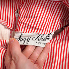 Load image into Gallery viewer, 50s SUZY PERETTE RED AND WHITE CANDY STRIPE FULL SKIRTED DRESS - XS