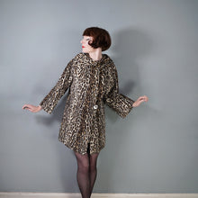 Load image into Gallery viewer, 60s LIGHT VELVET LEOPARD FAUX FUR SWING COAT WITH COWL COLLAR - S-M