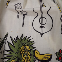 Load image into Gallery viewer, 50s GREENTREE SAUL STEINBERG CARRIBEAN NOVELTY PRINT FULL SKIRTED DRESS - S