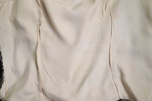 Load image into Gallery viewer, 50s WHITE SATIN WITH BLACK LACE OVERLAY EVENING BLOUSE - S-M