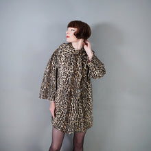 Load image into Gallery viewer, 60s LIGHT VELVET LEOPARD FAUX FUR SWING COAT WITH COWL COLLAR - S-M