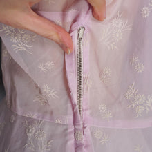 Load image into Gallery viewer, 50s SOFTEST PASTEL BALLET PINK FULL SKIRTED SHEER FLOCKED PARTY DRESS - M