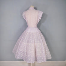 Load image into Gallery viewer, 50s SOFTEST PASTEL BALLET PINK FULL SKIRTED SHEER FLOCKED PARTY DRESS - M
