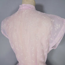 Load image into Gallery viewer, 50s SOFTEST PASTEL BALLET PINK FULL SKIRTED SHEER FLOCKED PARTY DRESS - M