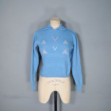 Load image into Gallery viewer, 60s TRENT VALLEY LIGHT BLUE CROPPED WOOL SPORTS JUMPER - XS