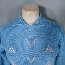 Load image into Gallery viewer, 60s TRENT VALLEY LIGHT BLUE CROPPED WOOL SPORTS JUMPER - XS