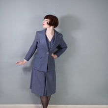 Load image into Gallery viewer, 70s DUSKY BLUE PINSTRIPE FITTED 3 PIECE SKIRT SUIT - S