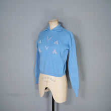 Load image into Gallery viewer, 60s TRENT VALLEY LIGHT BLUE CROPPED WOOL SPORTS JUMPER - XS