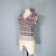 Load image into Gallery viewer, 60s does 40s HANDKNITTED COLOURFUL FAIRISLE PATTERN TANK TOP - S