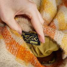 Load image into Gallery viewer, 70s FIREY ORANGE AND YELLOW CHECK SOFT FUZZY MOHAIR CAPE WITH BELT - S-M