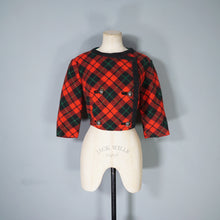 Load image into Gallery viewer, 60s FRENCH CROPPED RED TARTAN PLAID WOOL JACKET - M