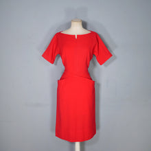 Load image into Gallery viewer, 50s / 60s SUE BRETT RED SOFT WOOL FITTED WIGGLE DRESS - M