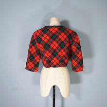 Load image into Gallery viewer, 60s FRENCH CROPPED RED TARTAN PLAID WOOL JACKET - M