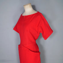 Load image into Gallery viewer, 50s / 60s SUE BRETT RED SOFT WOOL FITTED WIGGLE DRESS - M