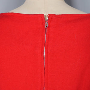 50s / 60s SUE BRETT RED SOFT WOOL FITTED WIGGLE DRESS - M