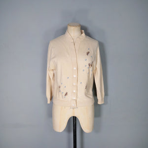 60s PRINGLE OF SCOTLAND BUTTERFLY INTARSIA CASHMERE CARDIGAN - M