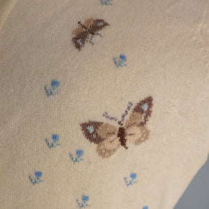 60s PRINGLE OF SCOTLAND BUTTERFLY INTARSIA CASHMERE CARDIGAN - M