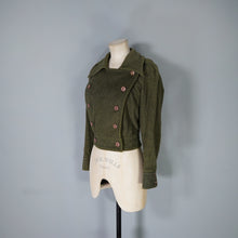 Load image into Gallery viewer, 70s MISS LAGOTTE OLIVE GREEN DOUBLE BREASTED CROPPED MILITARY STYLE JACKET - S-M