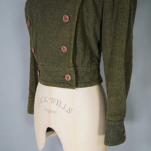 Load image into Gallery viewer, 70s MISS LAGOTTE OLIVE GREEN DOUBLE BREASTED CROPPED MILITARY STYLE JACKET - S-M