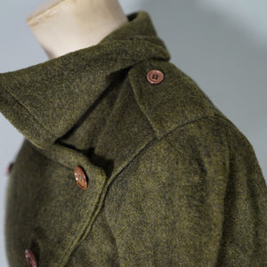 70s MISS LAGOTTE OLIVE GREEN DOUBLE BREASTED CROPPED MILITARY STYLE JACKET - S-M