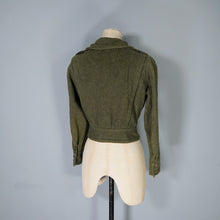 Load image into Gallery viewer, 70s MISS LAGOTTE OLIVE GREEN DOUBLE BREASTED CROPPED MILITARY STYLE JACKET - S-M