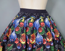 Load image into Gallery viewer, 50s BLACK RICHARD SHOPS &quot;CINZANO&quot; POPPING BOTTLES NOVELTY PRINT CIRCLE SKIRT - 25&quot;
