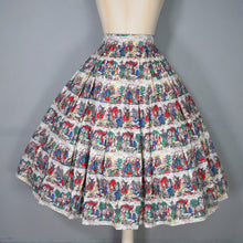 Load image into Gallery viewer, 50s 60s WERTHER / FAUST / TRISTAN AND ISOLDE NOVELTY PRINT FULL SKIRT - 28&quot;