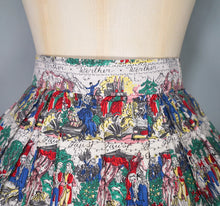 Load image into Gallery viewer, 50s 60s WERTHER / FAUST / TRISTAN AND ISOLDE NOVELTY PRINT FULL SKIRT - 28&quot;