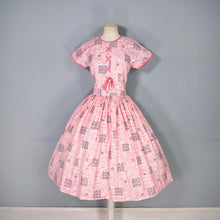 Load image into Gallery viewer, 50s PINK HORROCKSES FASHIONS X-STITCH PRINT DRESS WITH LACE UP DETAIL - XS