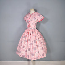 Load image into Gallery viewer, 50s PINK HORROCKSES FASHIONS X-STITCH PRINT DRESS WITH LACE UP DETAIL - XS