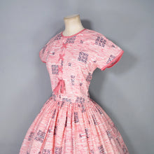 Load image into Gallery viewer, 50s PINK HORROCKSES FASHIONS X-STITCH PRINT DRESS WITH LACE UP DETAIL - XS