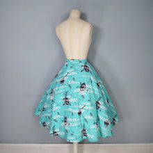 Load image into Gallery viewer, 50s HANDMADE MINT GREEN ASIAN FAN PRINT FULL SKIRT - 31-32"